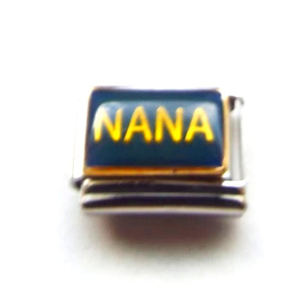 Nana on blue enamel 9mm stainless steel italian charm bracelet link new